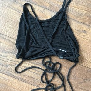 String crop top with long strings for multi-wear